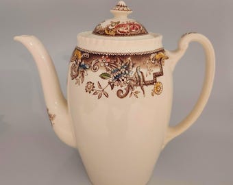 ビンテージ ジョンソンブラザーズ デボンシャー ブラウン #118579 コーヒーポット（蓋付き）、容量6カップ、製造中止品