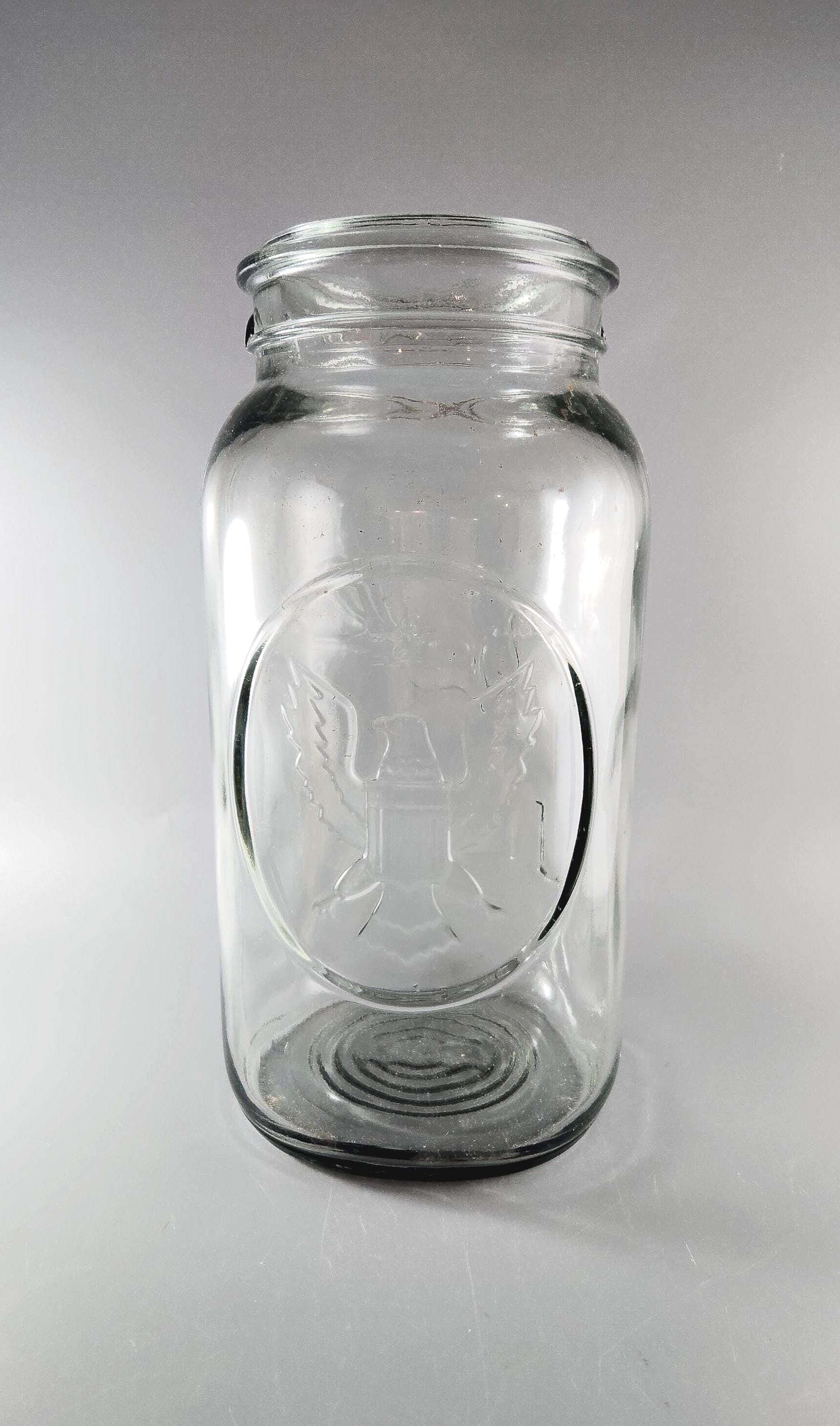 Vintage Ball Ideal 1 Gallon Glass Jar With Eagle Emblem Missing 