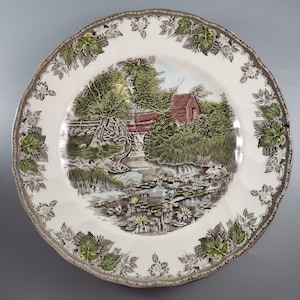 Johnson Bros The Friendly Village &quot;The Lily Pond&quot;-made in England 10-1/2 inch plate-vintage-collectible-replacement