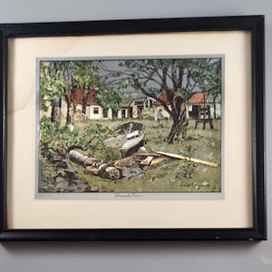 Vintage Lionel Barrymore Etchings: Shoreside Farm & Harbor Shelter