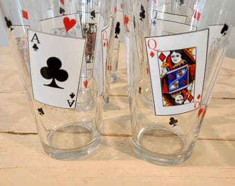 Poker Suit Glasses: Ace, King, Queen, Jack - Set of 6