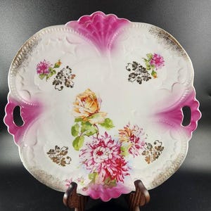 Vintage Rosenthal RS Germany Floral Plate: Embossed Handles, Collectible Decor