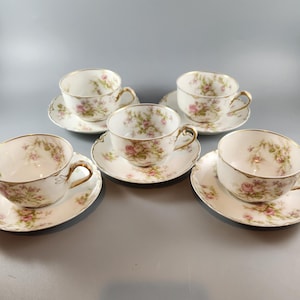 vintage Haviland Limoges Dobbs and Wey replacement dinnerware, cup/saucer sets, coupe soup bowl, small veggie bowl, replacement china