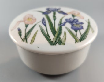 Caja redonda Otagiri con tapa floral de iris