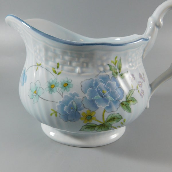 Vintage Mikasa precious blue D2501 "Michelle" creamer-discontinued-1979 to 1984-replacement-dinnerware-serveware-tableware-creamer