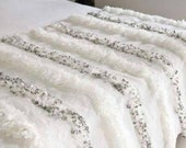 Moroccan Wedding Blanket Handira white with Metal Sequins,moroccan carpet,wedding throw,vintage blanket,Handmade High Quality,gift for dad