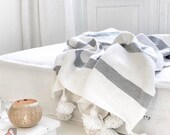 Beautiful Moroccan Boho Blanket,Moroccan blanket,Moroccan throw Blankets,Pompom Blanket,Pom Poms,moroccan throw blanket,Pom Poms Bed Cover