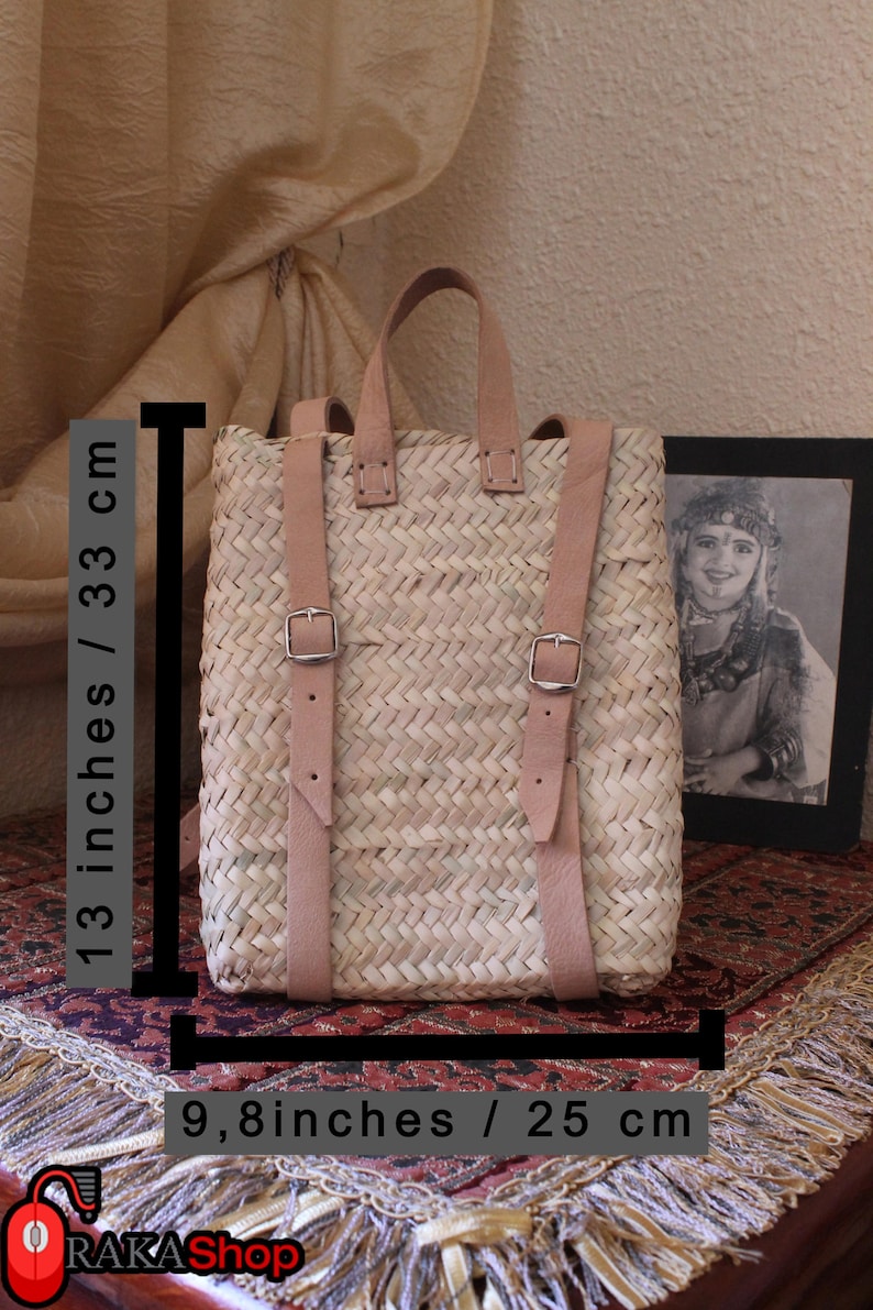 Straw Basket Backpack Straw Beach Bag Boho Backpack Etsy