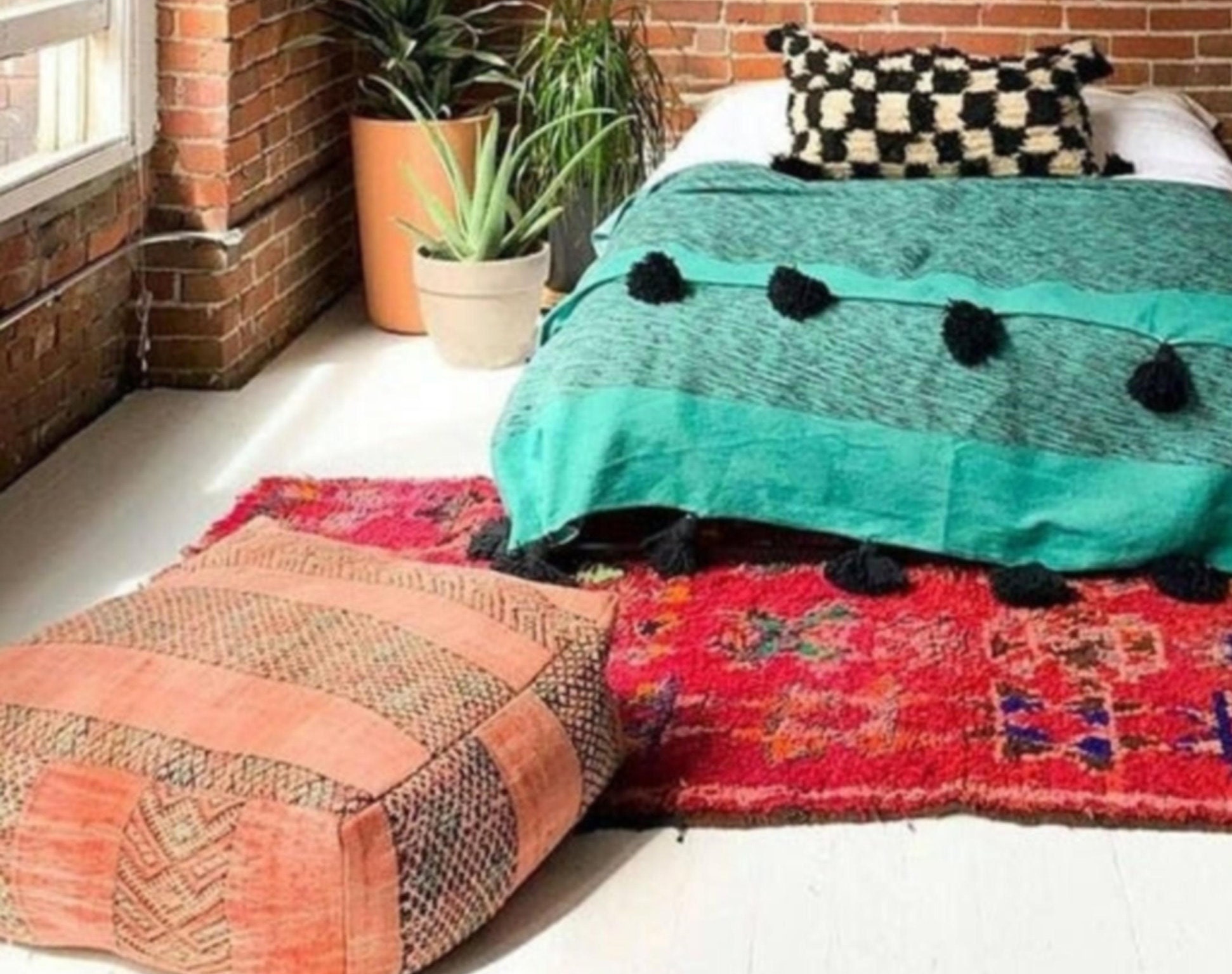 Cozy Throw Blanket Green Moroccan Pom Pom Blanket Super Soft Etsy