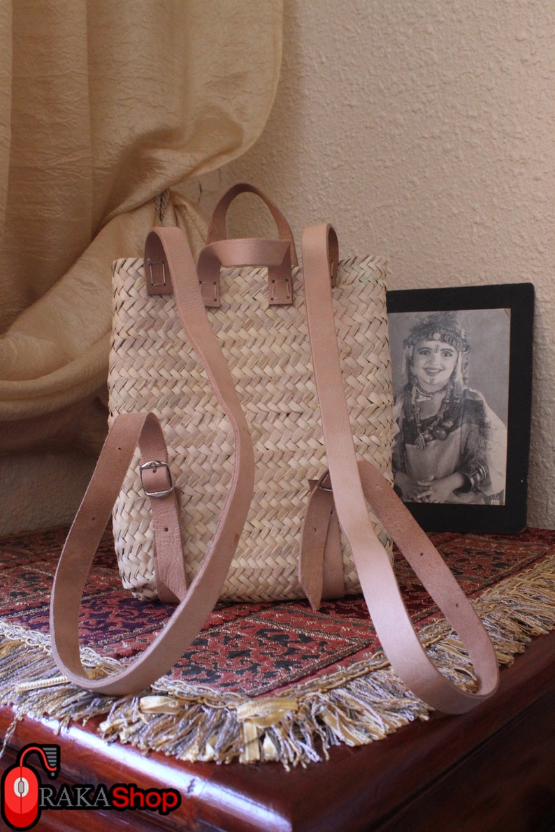 Straw Basket Backpack Straw Beach Bag Boho Backpack Etsy