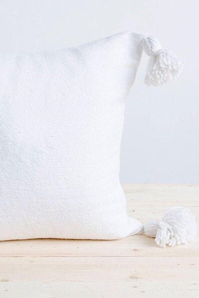 Moroccan Cotton Pillows 20x20 Tassel Pillow Cover All Etsy