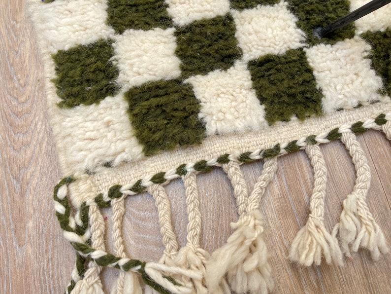 GREEN CHECKERED RUG Checkered Morrocan Rug 5x7 Checkered Etsy