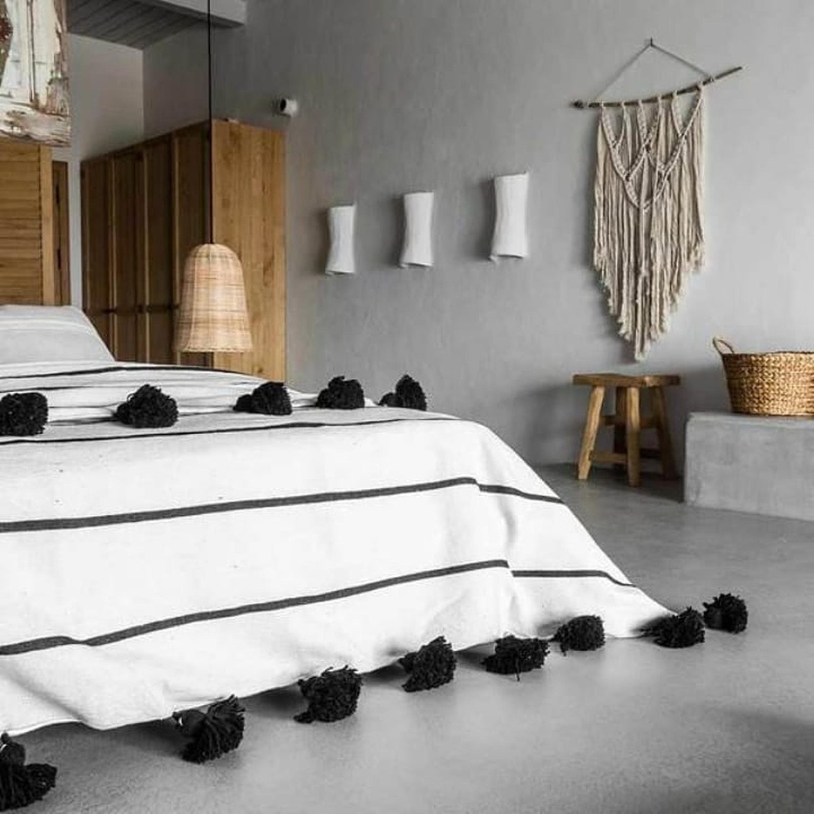 White/black Throw Blanket Morocco Wedding Blanket for Guest Etsy