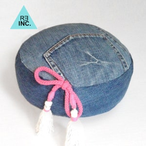 Organic spelled husk meditation cushion / yoga bolster / cushion / neck roll / jeans pink image 1