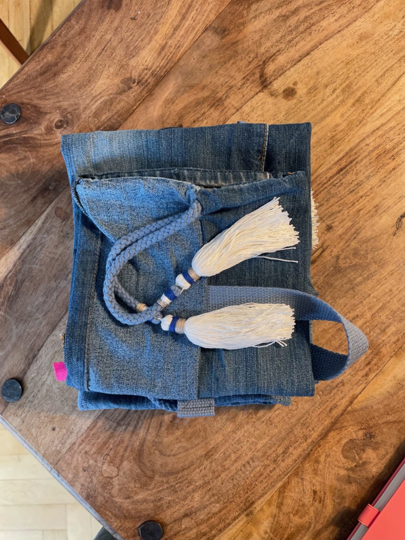 Yoga bag / yoga mat bag jeans recycled blue image 3