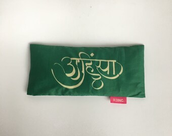 Organic yoga eye pillow Ahimsa green