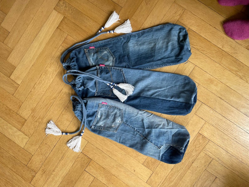 Yoga bag / yoga mat bag jeans recycled blue image 2