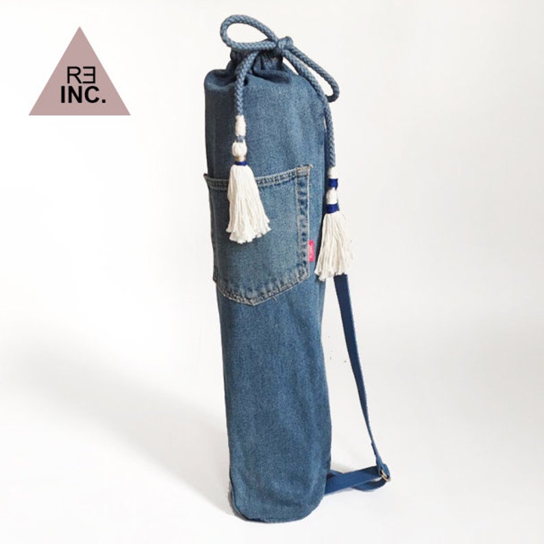 Yoga bag / yoga mat bag jeans recycled blue image 1