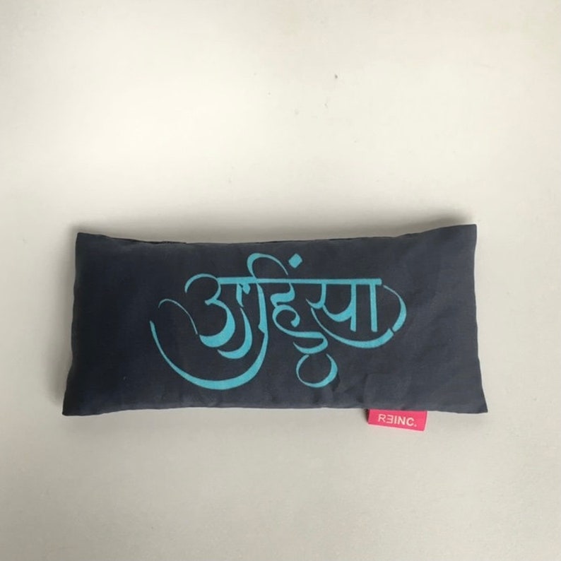 Organic yoga eye pillow Ahimsa dark blue image 1