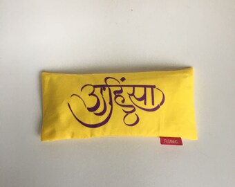 Organic yoga eye pillow Ahimsa yellow