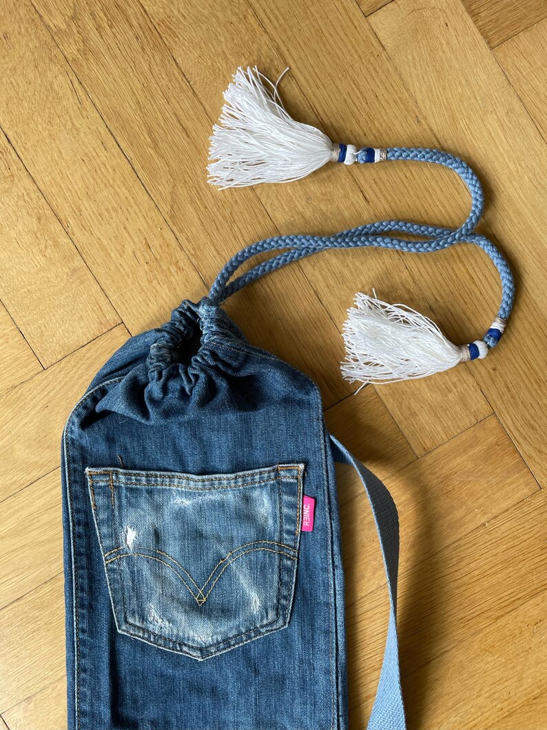 Yoga bag / yoga mat bag jeans recycled blue image 4