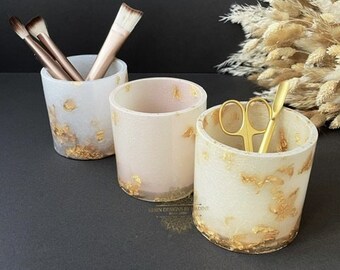 Large round brush or tool pot - Salon essential nail lash art tech - Pen desk holder container tidy - Dressing table pink makeup organiser
