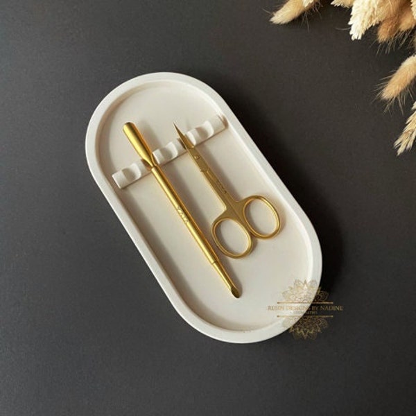 Porte-ongles ou vide-poches ovale - Produits de beauté essentiels pour la maison ou le salon de travail - Rangement pour pinceaux pour exposer ou organiser le matériel