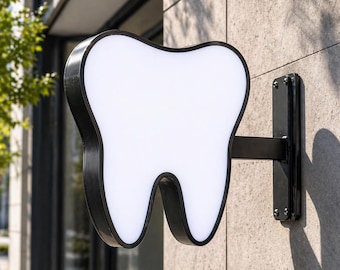 Benutzerdefinierte Tooth Logo Light Box, beleuchtetes Outdoor-Blade-Zeichen, wasserdichte LED-Business-Signage