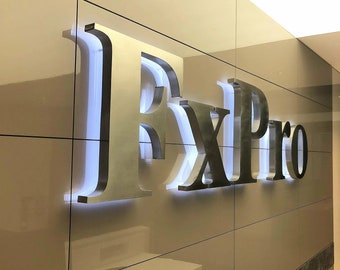 Custom Illuminated Metal Sign, 3D Company Logo, Backlit Office Wall Decor, LED Steel Logo
