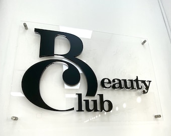 Letrero acrílico para boutique, letrero comercial grande, letrero para peluquería, letrero comercial en 3D, letrero con logotipo en acrílico, letrero para salón, letrero con logotipo en 3D