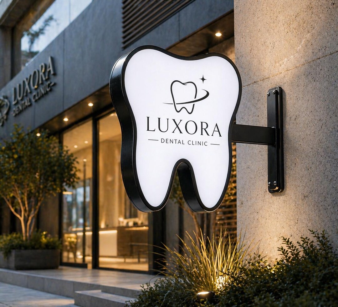 Tooth Signage Double Sided Dental Clinic Sign, Custom Tooth Logo Light Box ...