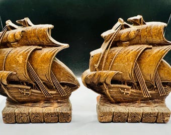 Navio de madeira OrnaWood SyrocoWood, Syracuse Ornamental Company (Syroco), década de 1940, navios de madeira esculpidos - 15 cm (6")