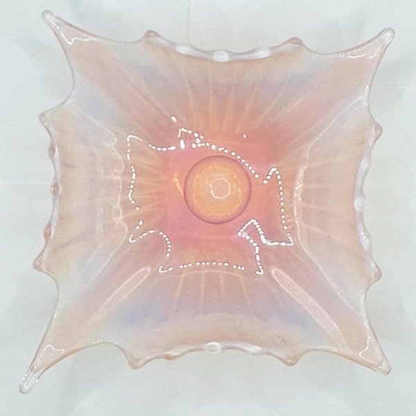 Vintage Fostoria Heirloom Pink Opalescent Glass Trinket Dish