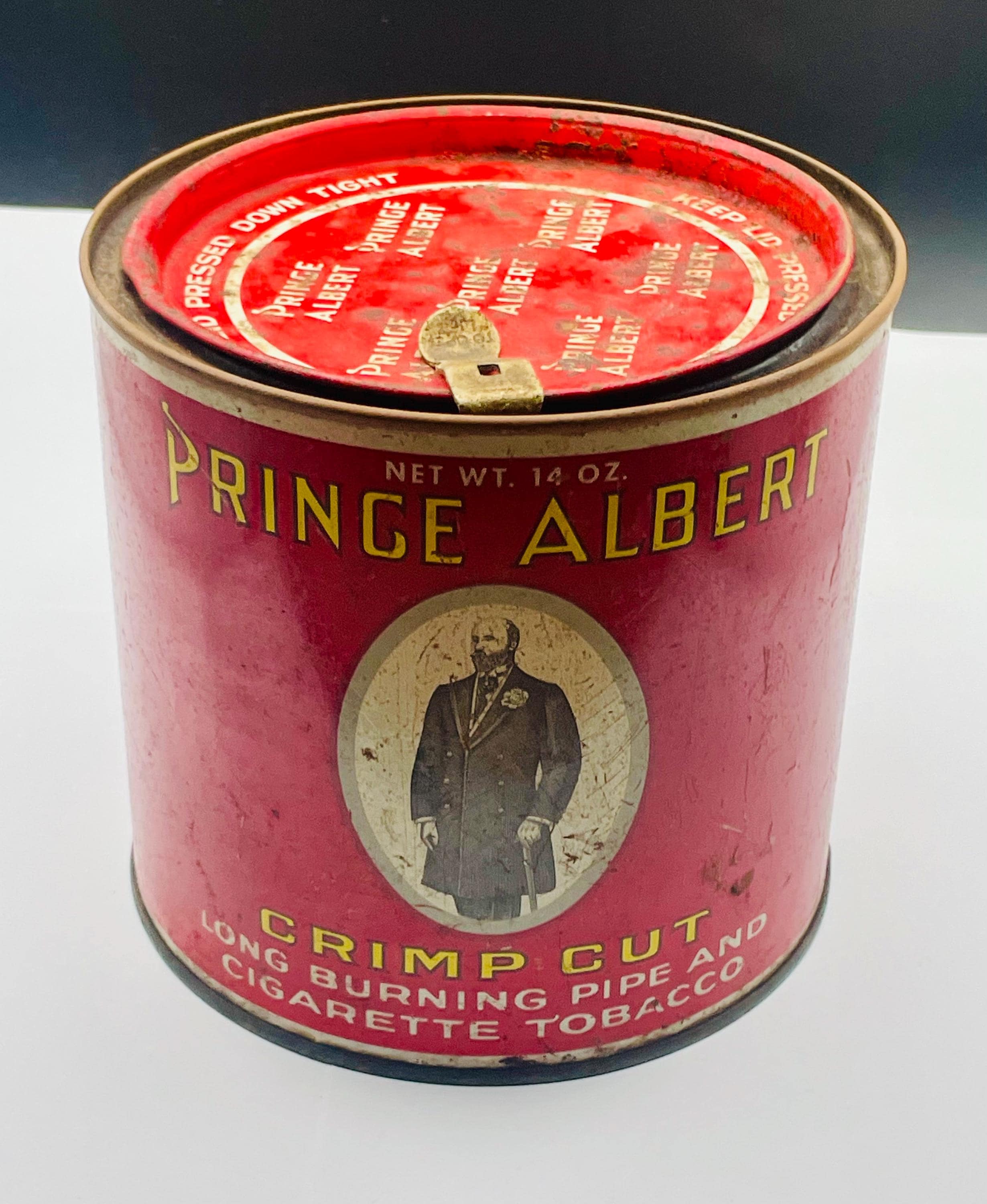 prince albert pipe tobacco 14 oz can Vintage Round ounce Empty Prince Albert Pipe Tobacco 14