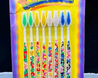 Kool Rainbow 1980’s Floral Toothbrushes New Old Stock Paxk of 8