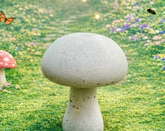 Dekorativer Steinpilz-wunderliche feenhafte Blumen-Garten-Zementskulptur 15 cm - Glatte Oberseite - Unbemalt