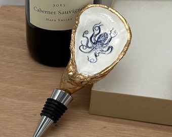 Oyster Shell Wine Bottle Stopper - Octopus
