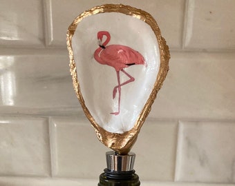 Oyster Shell Wine Bottle Stopper - Flamingo