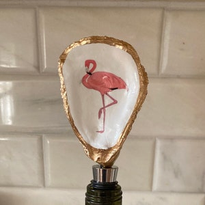 Oyster Shell Wine Bottle Stopper - Flamingo