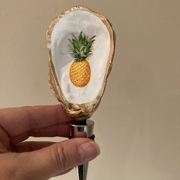 Oyster Shell Wine Bottle Stopper - Pineapple