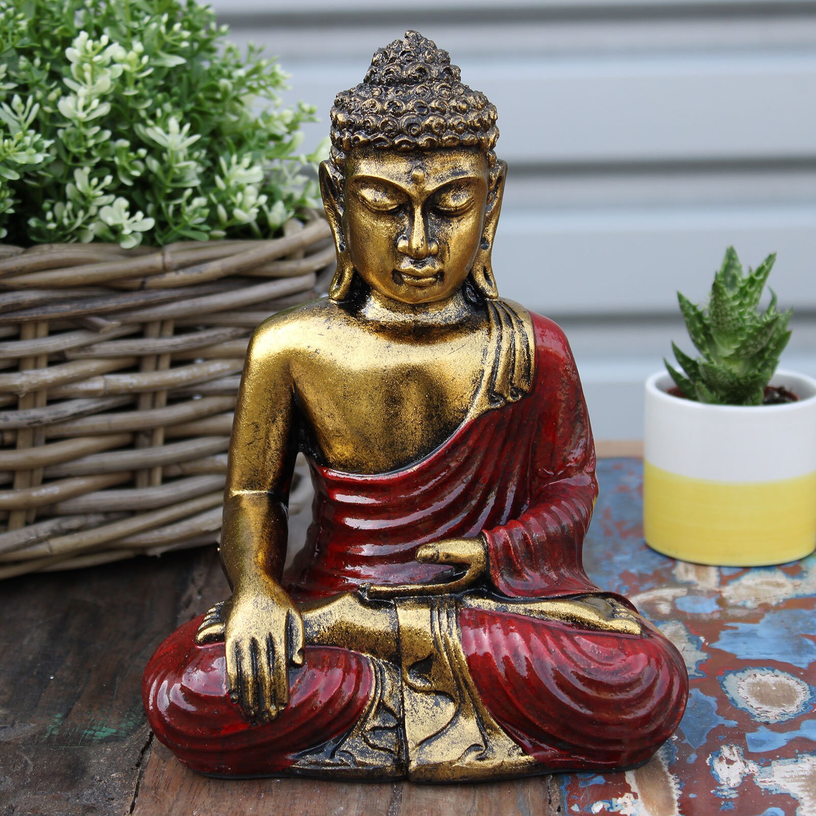Red & Gold Buddha Large This classic Buddha pose is highly Etsy