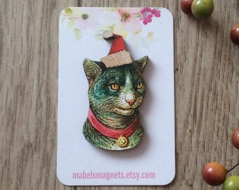 Cat Needle Minder,Santa Cat Needle Minder, Embroidery Accessories,Christmas Cat Needle Knack,Animal Magnet,cat gifts,Cat lover gift ideas