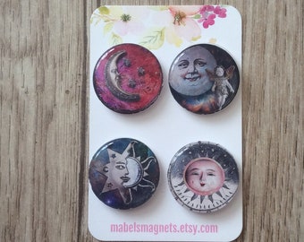 Aimants lune, aimants visage lune, aimants mémo lune, porte-clé lune, aimants lune céleste, cadeaux pour amoureux de la lune, idées cadeaux lune, cadeaux visage lune