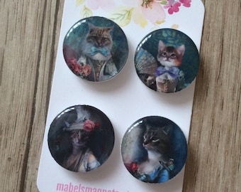 Imanes de gato caprichosos, imanes de notas de gato, regalos vintage para amantes de los gatos, gatos con sombreros, imanes de nevera para gatos, ideas de regalos para gatos, regalos para gatos, conjuntos de imanes para gatos