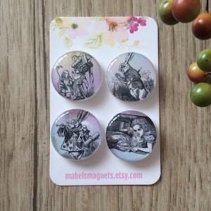 Alice in Wonderland magnets,Madhatter Magnets,Alice in Wonderland gifts,Alice in Wonderland ,Alice White Rabbit Magnets,Alice gift ideas