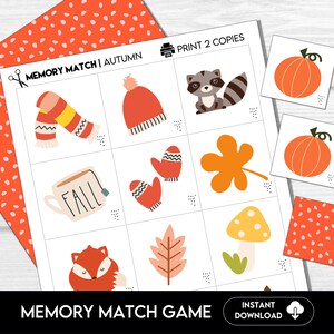 Memory-Spiel, Herbst Memory-Spiel, Herbst Memory-Spiel, Herbst Bilder, Kindergarten Lernmaterialien, Homeschool Ressourcen, Herbst Wörter