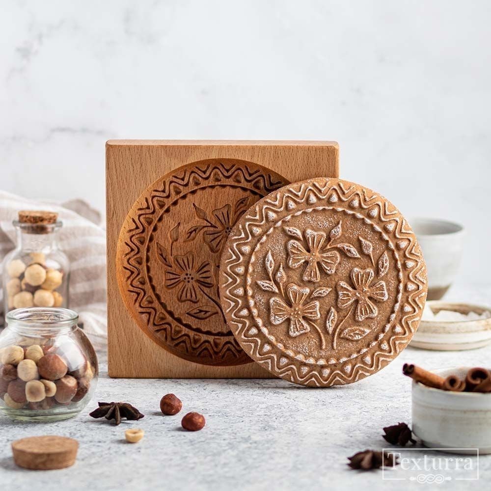 Flower mold cookie cutter - Wooden baking mold cornel cherry - wooden mold for cookies - the best gift for her