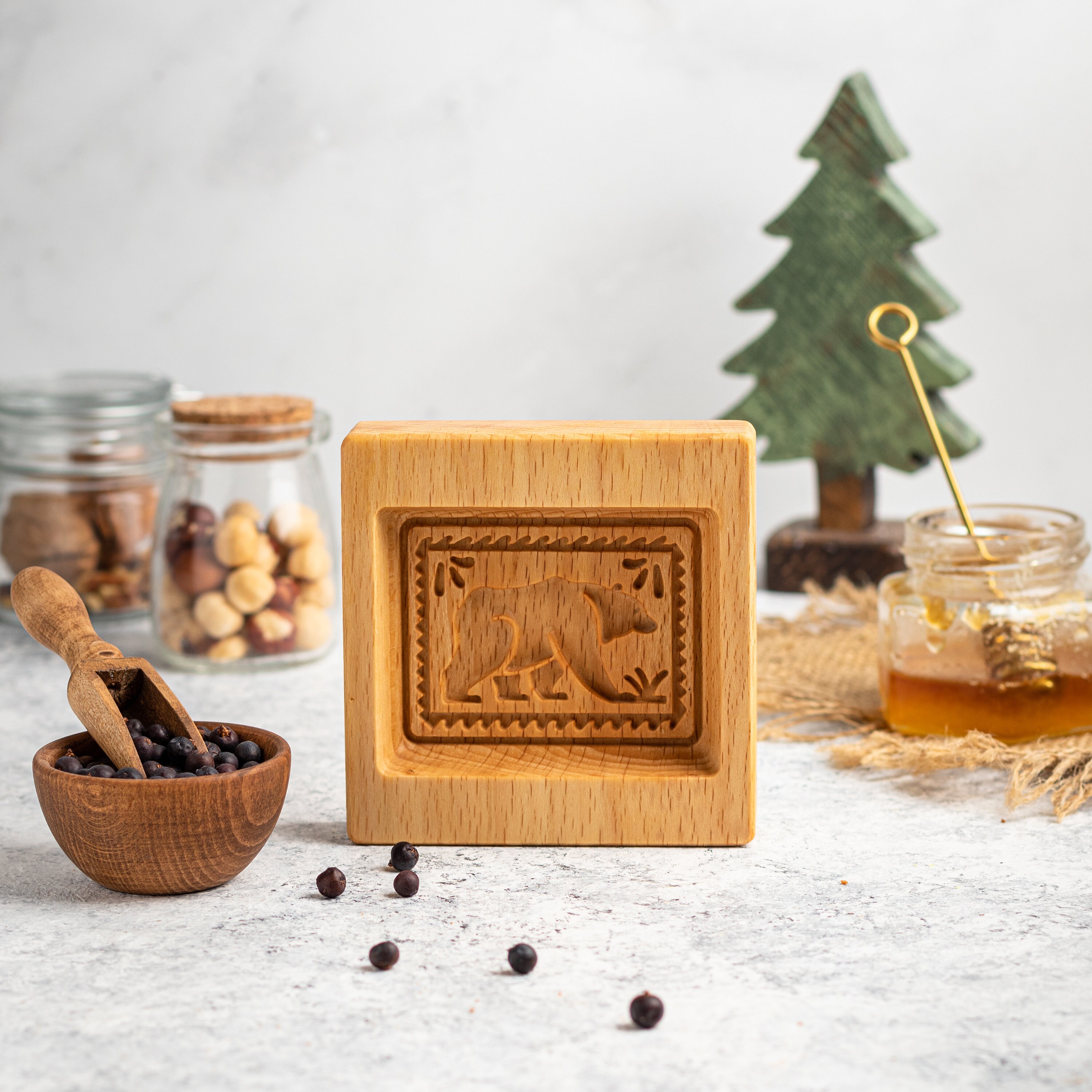 Beech Wood Cookie Mold 3d Texture Cookie Mold Wooden Biscuit Mold Set For Diy Baking Embossing Craft Decorating For Halloween
