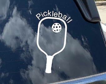 Custom Pickleball Ball and Paddle Decal:  Waterproof Vinyl, Car Window, Laptop