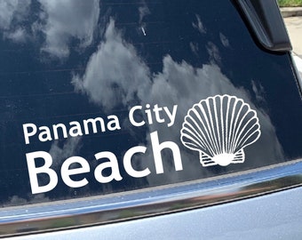 Panama City Beach with Shell Decal for Car Windows. Florida Decals.